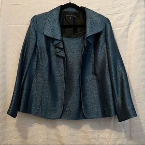 Two-Piece Metallic Blue Blazer and Tank